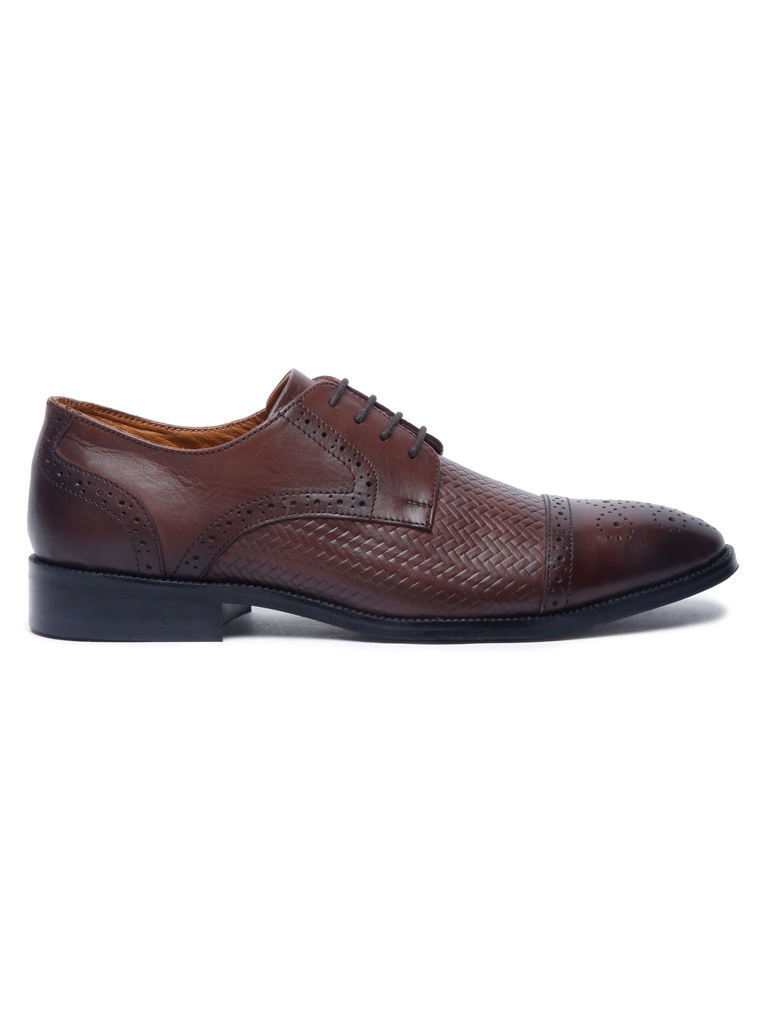 Brunette Brown Handmade Premium Italian Leather Weaved Oxfords