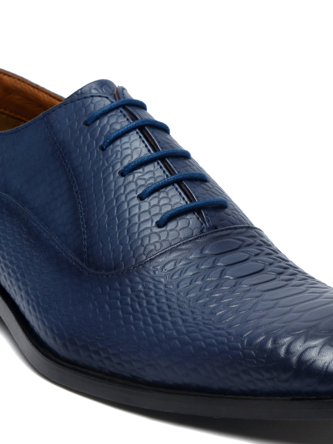 Federal Blue Handmade Premium Italian Leather Derby Shoes