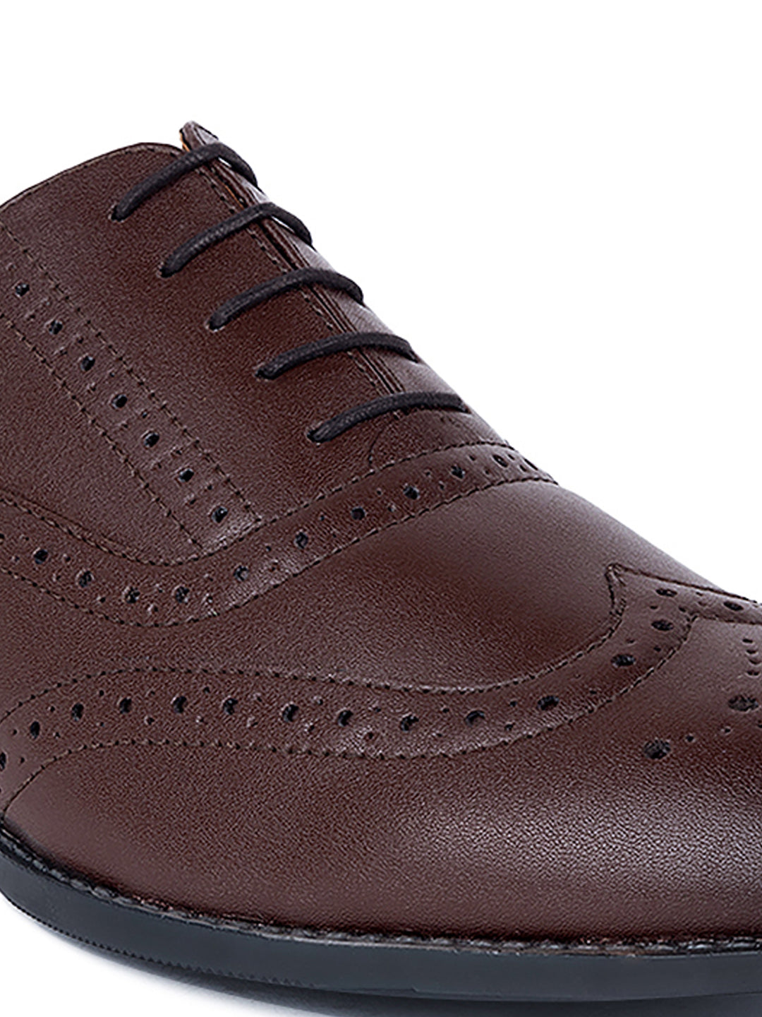 Brunette Brown Wingtip Brogue Style Comfortable Formal Lace Up Shoes