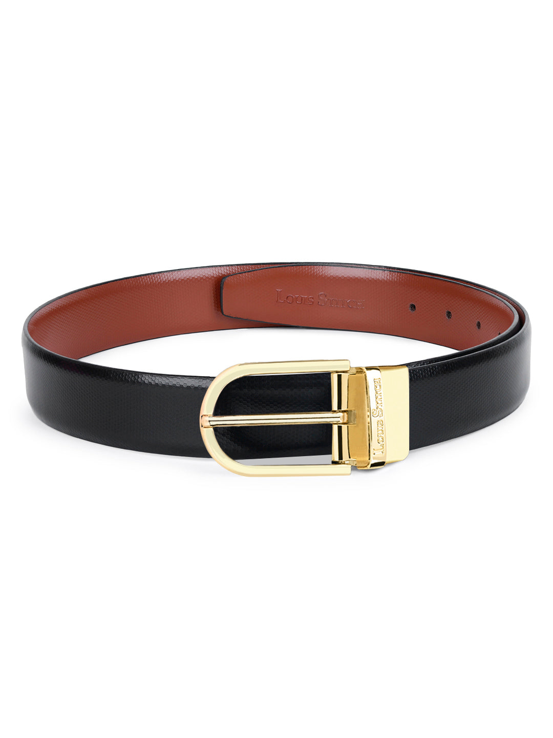 Men's Black & Brown Formal Italian Leather Reversible Belt For Men