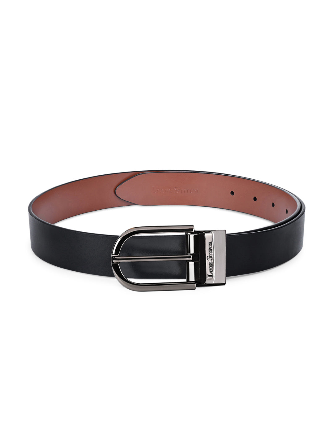 Men's Black & Brown Formal Italian Leather Reversible Belt For Men