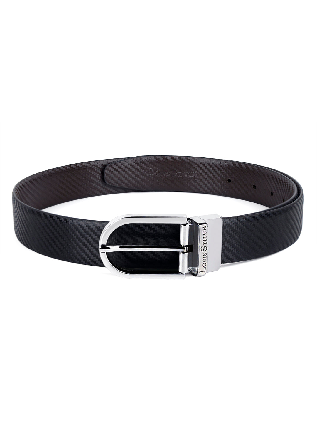 Men's Black & Brown Formal Italian Leather Reversible Belt For Men
