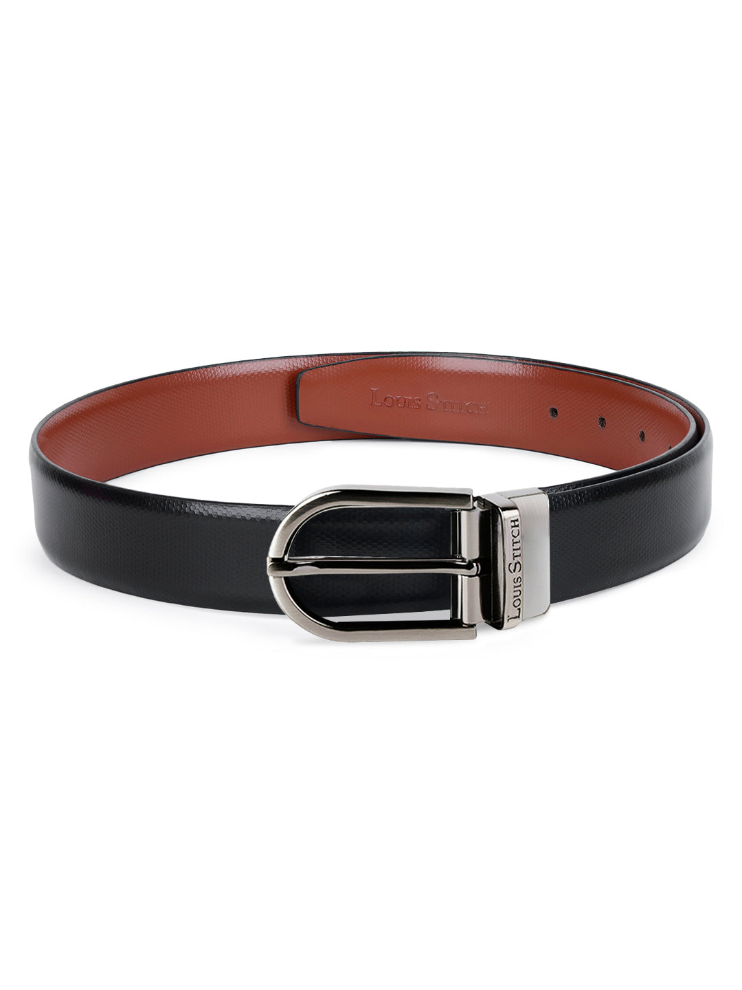 Men's Black & Brown Formal Italian Leather Reversible Belt For Men