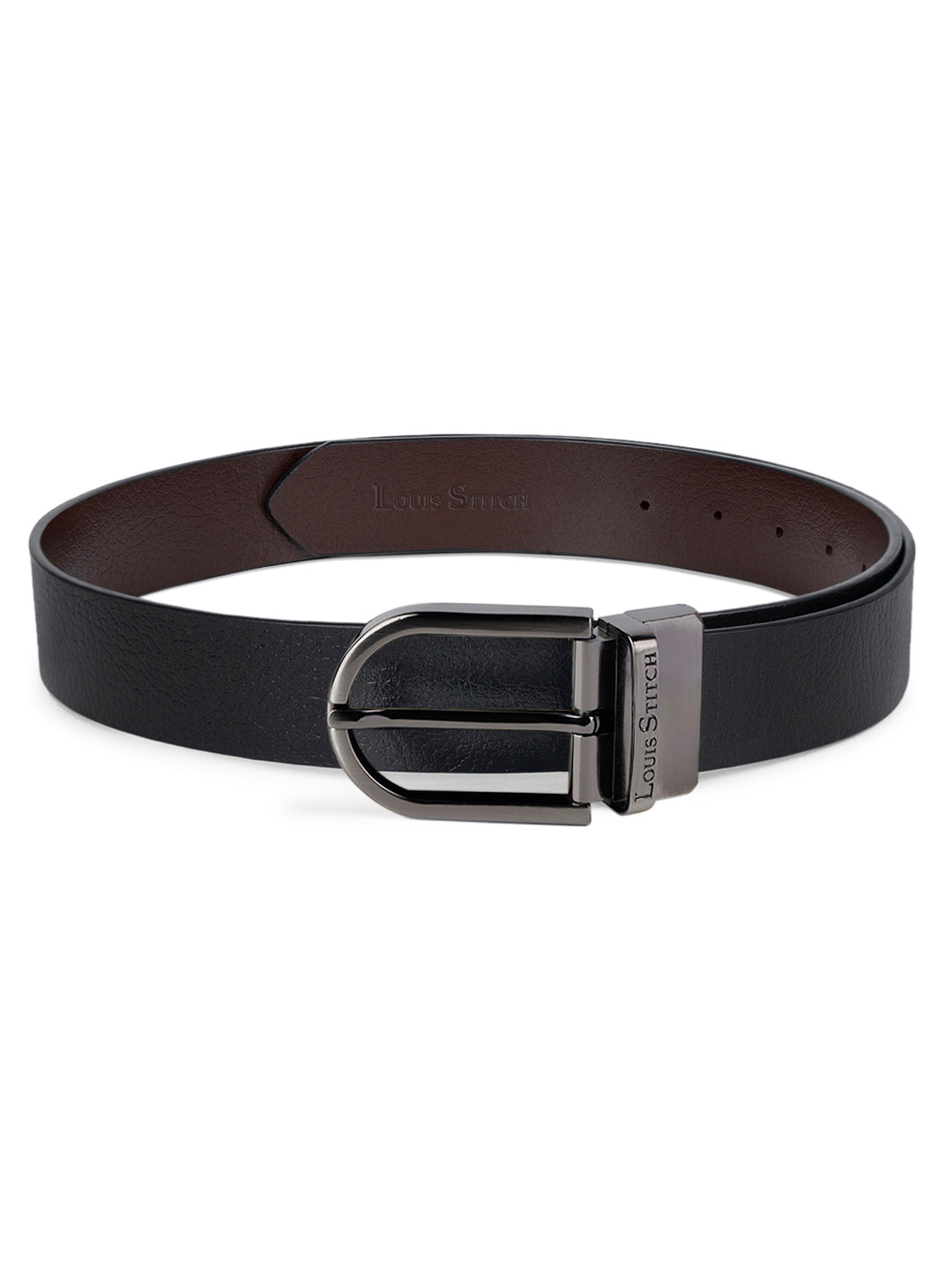 Men's Black & Brown Formal Italian Leather Reversible Belt For Men
