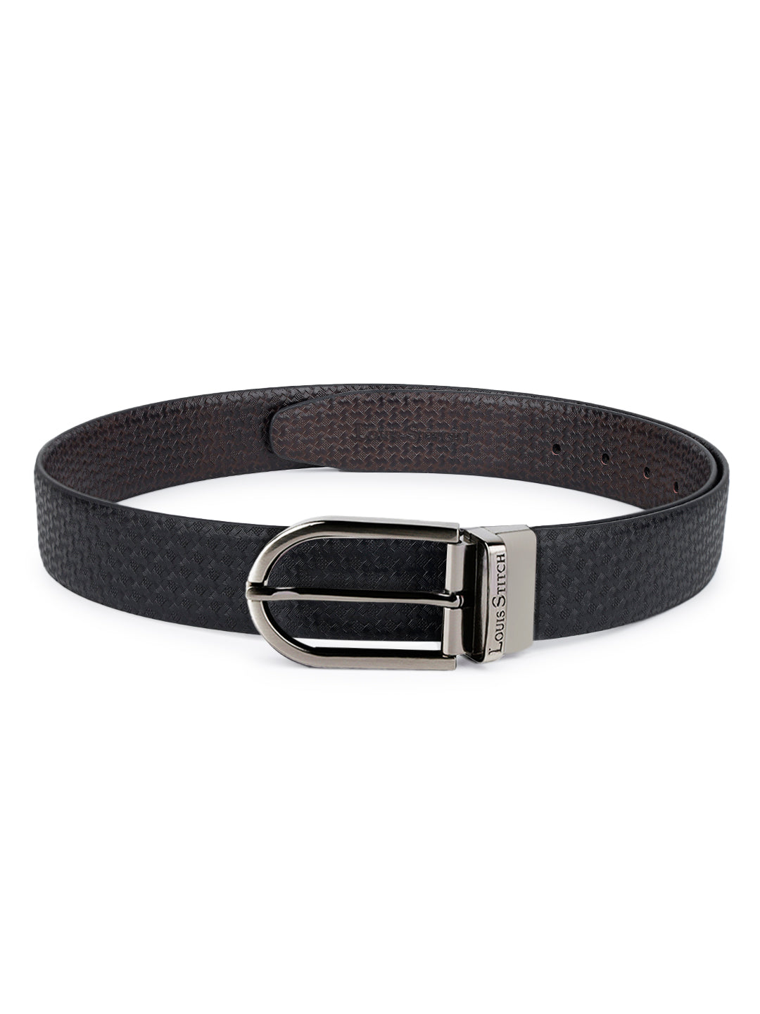 Men's Black & Brown Formal Italian Leather Reversible Belt For Men