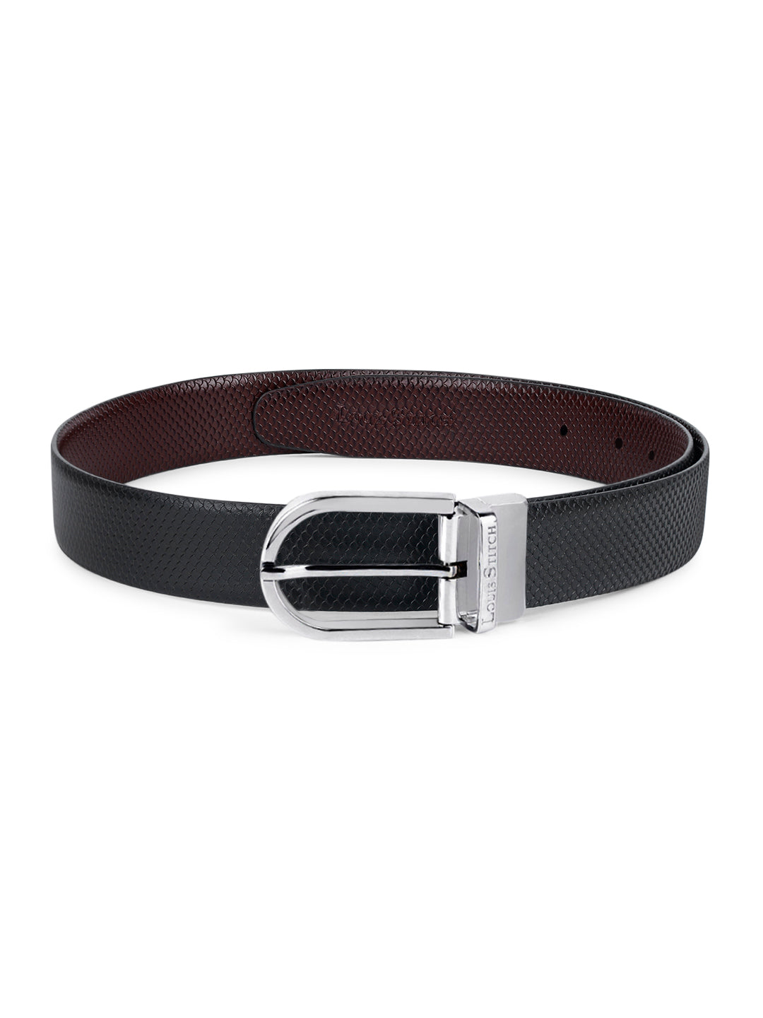 Men's Black & Brown Formal Italian Leather Reversible Belt For Men