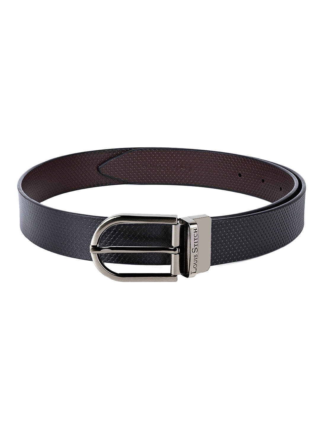 Men's Black & Brown Formal Italian Leather Reversible Belt For Men