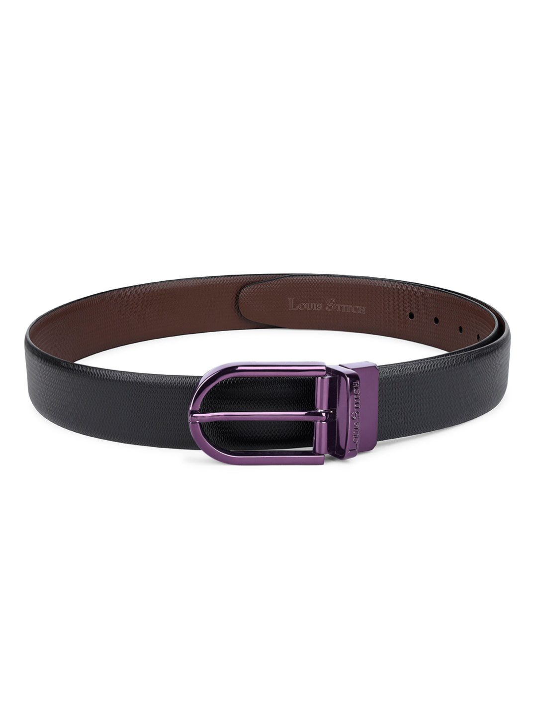 Men's Black & Brown Formal Italian Leather Reversible Belt For Men