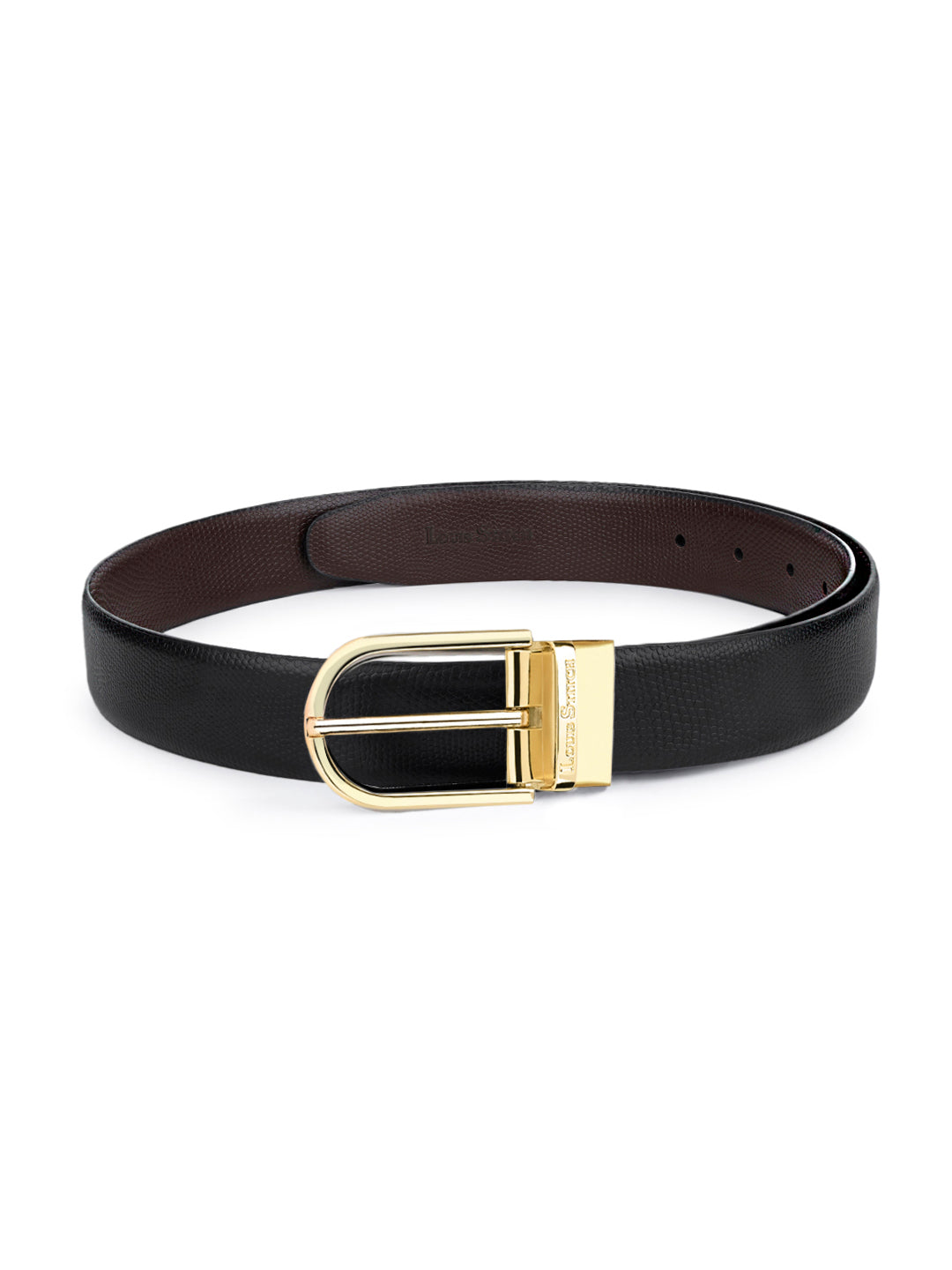 Men's Black & Brown Formal Italian Leather Reversible Belt For Men