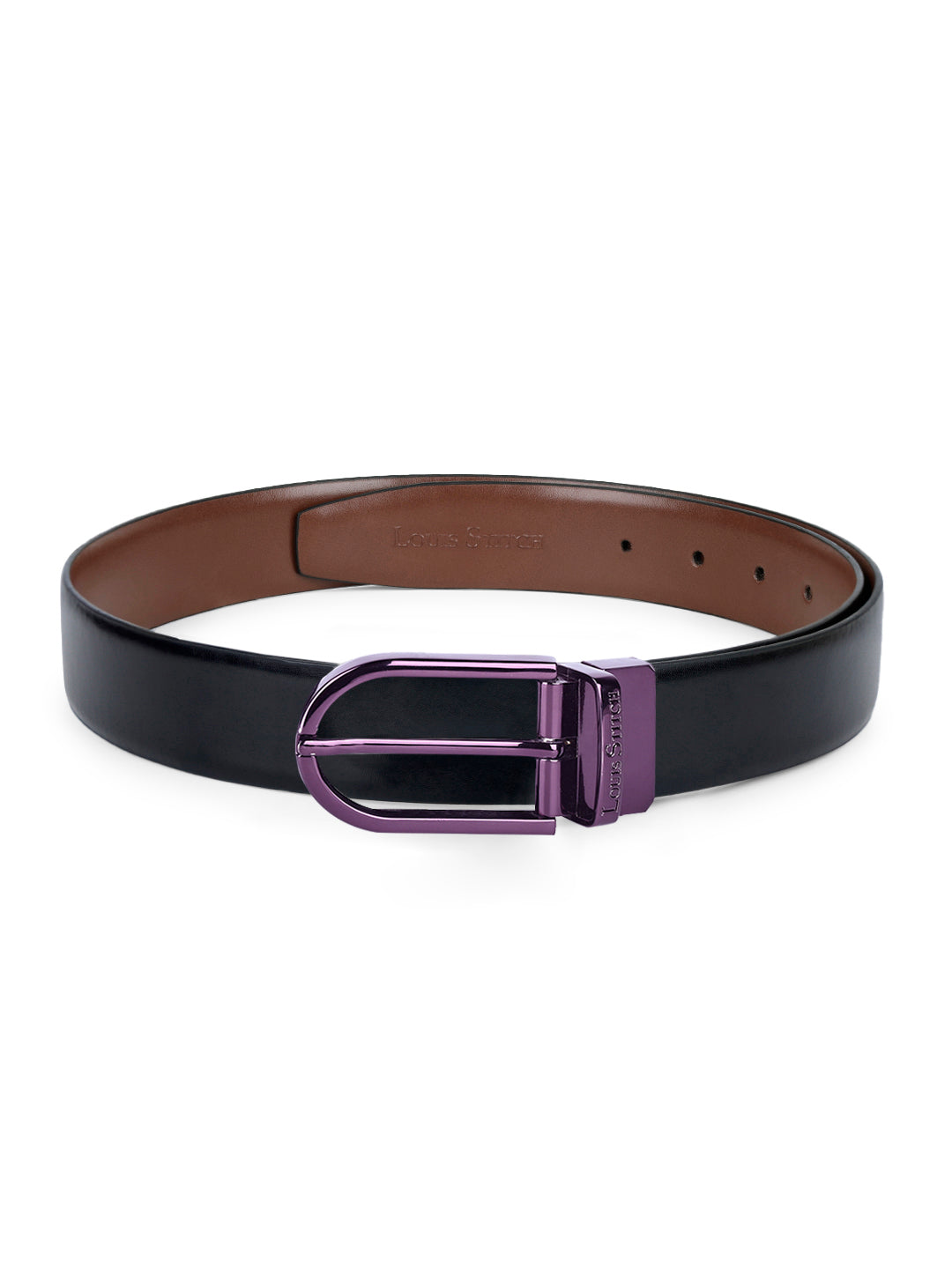 Men's Black & Brown Formal Italian Leather Reversible Belt For Men