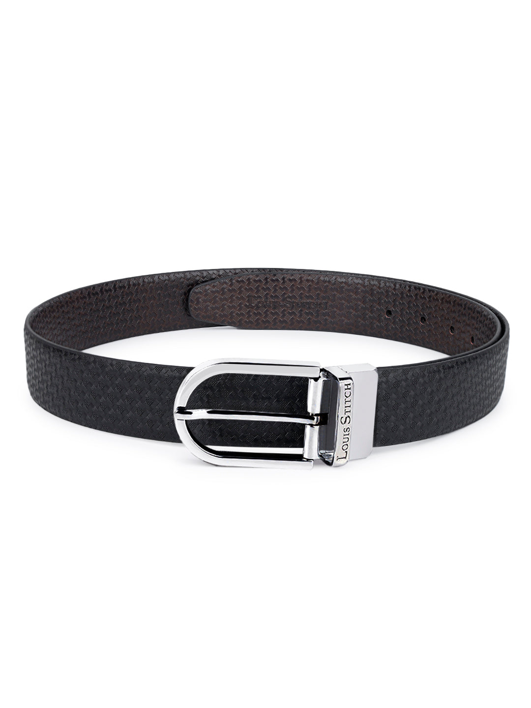 Men's Black & Brown Formal Italian Leather Reversible Belt For Men