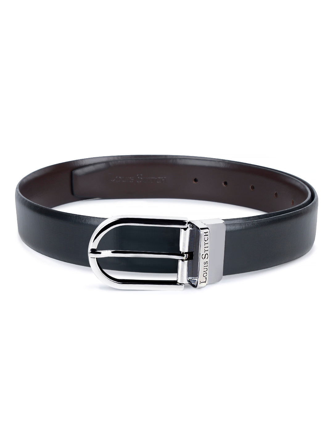 Men's Black & Brown Formal Italian Leather Reversible Belt For Men