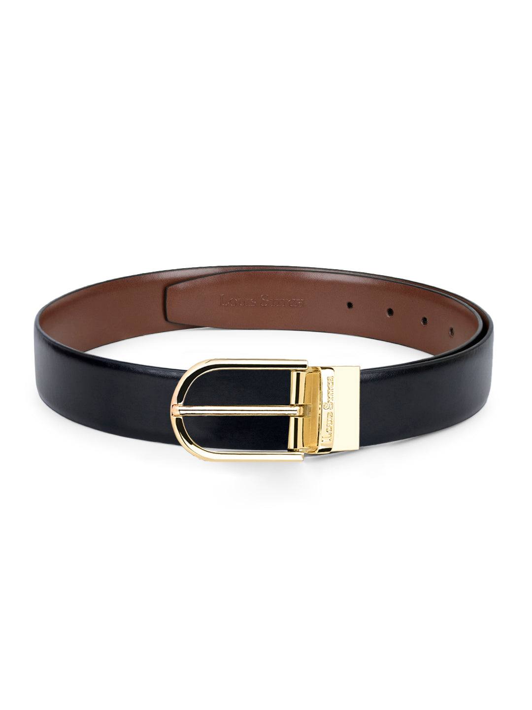 Men's Black & Brown Formal Italian Leather Reversible Belt For Men