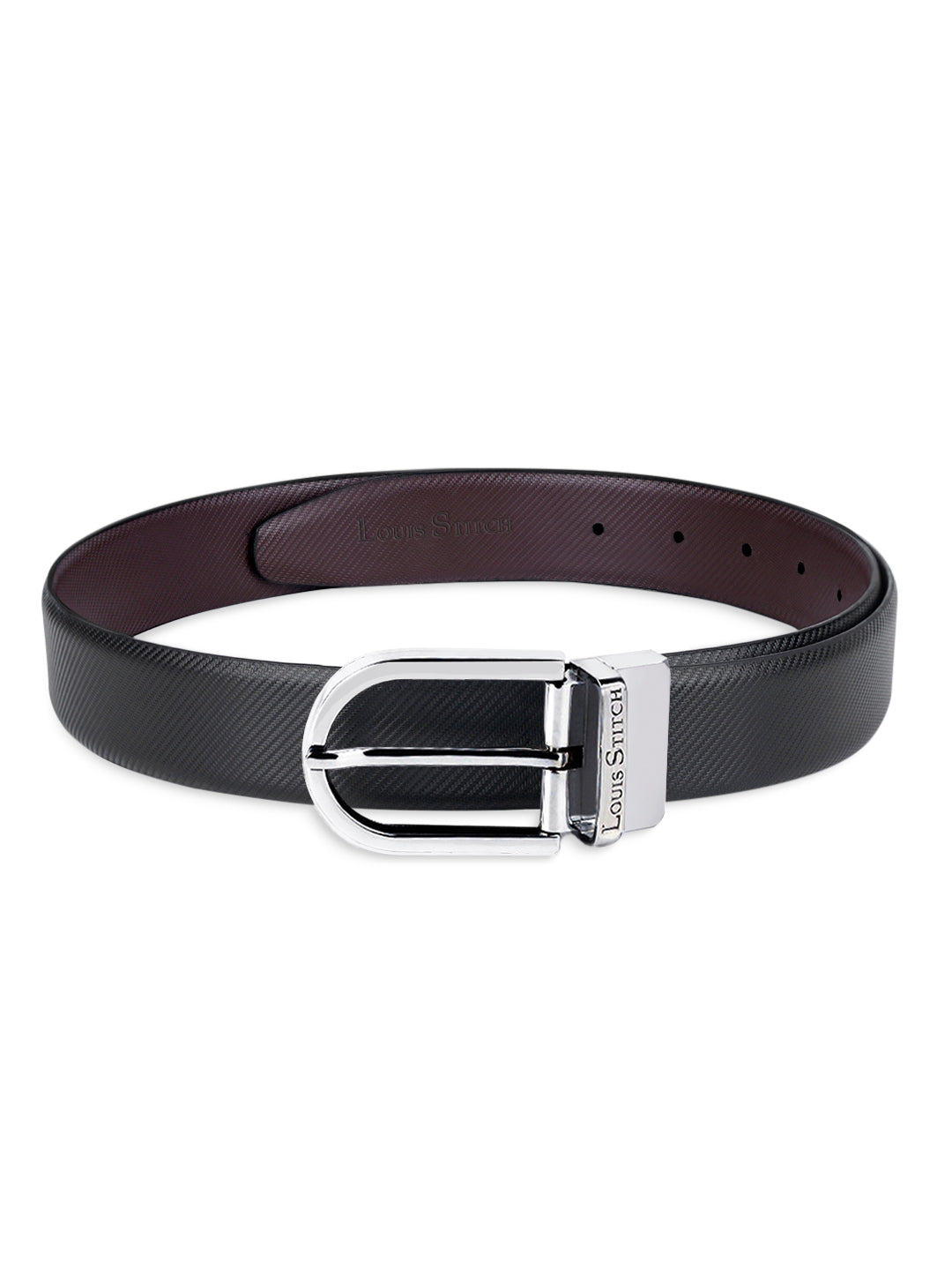 Men's Black & Brown Formal Italian Leather Reversible Belt For Men