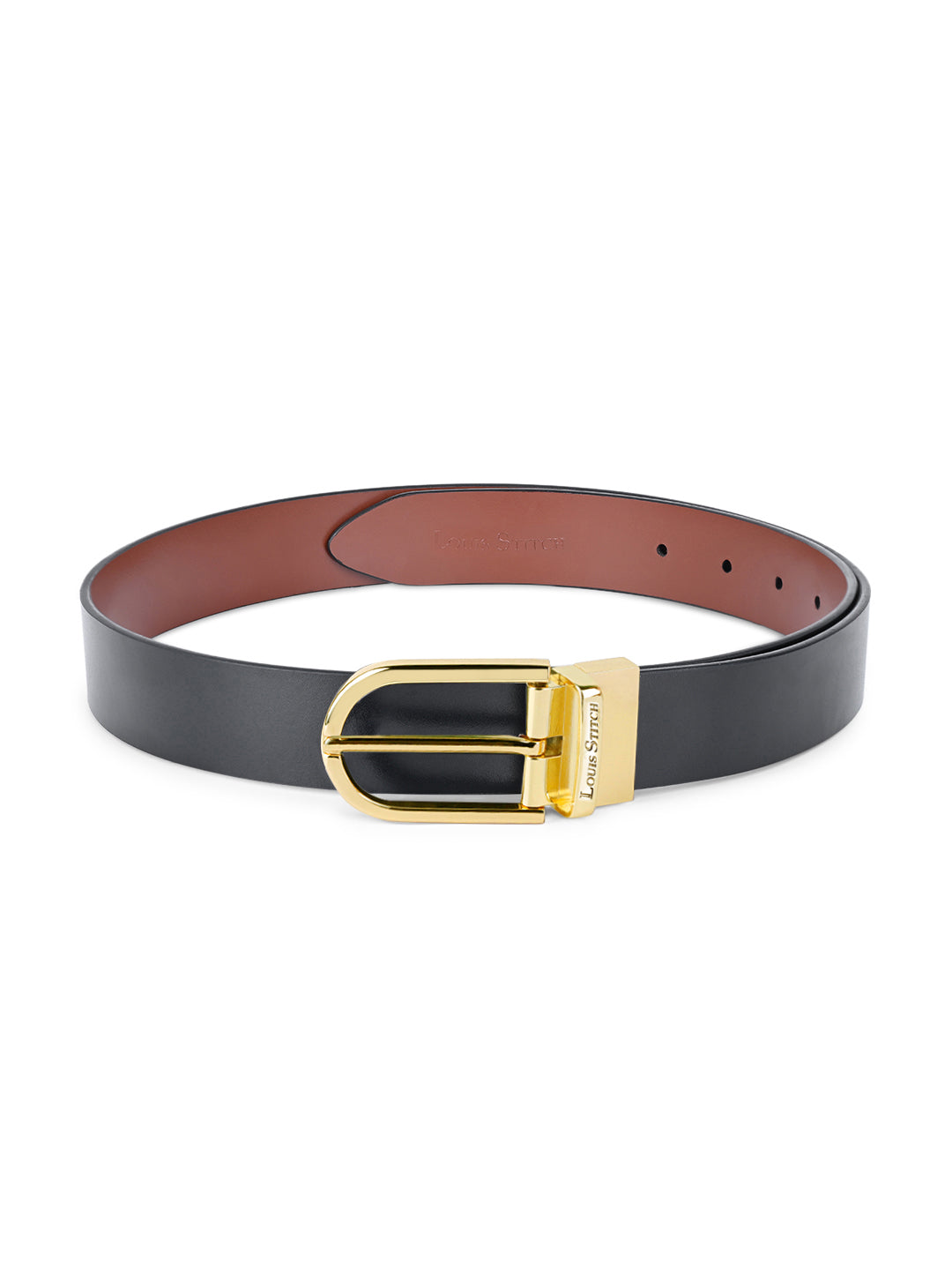 Men's Black & Brown Formal Italian Leather Reversible Belt For Men