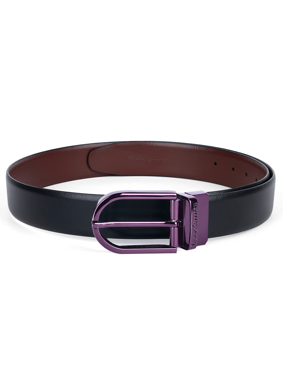 Men's Black & Brown Formal Italian Leather Reversible Belt For Men