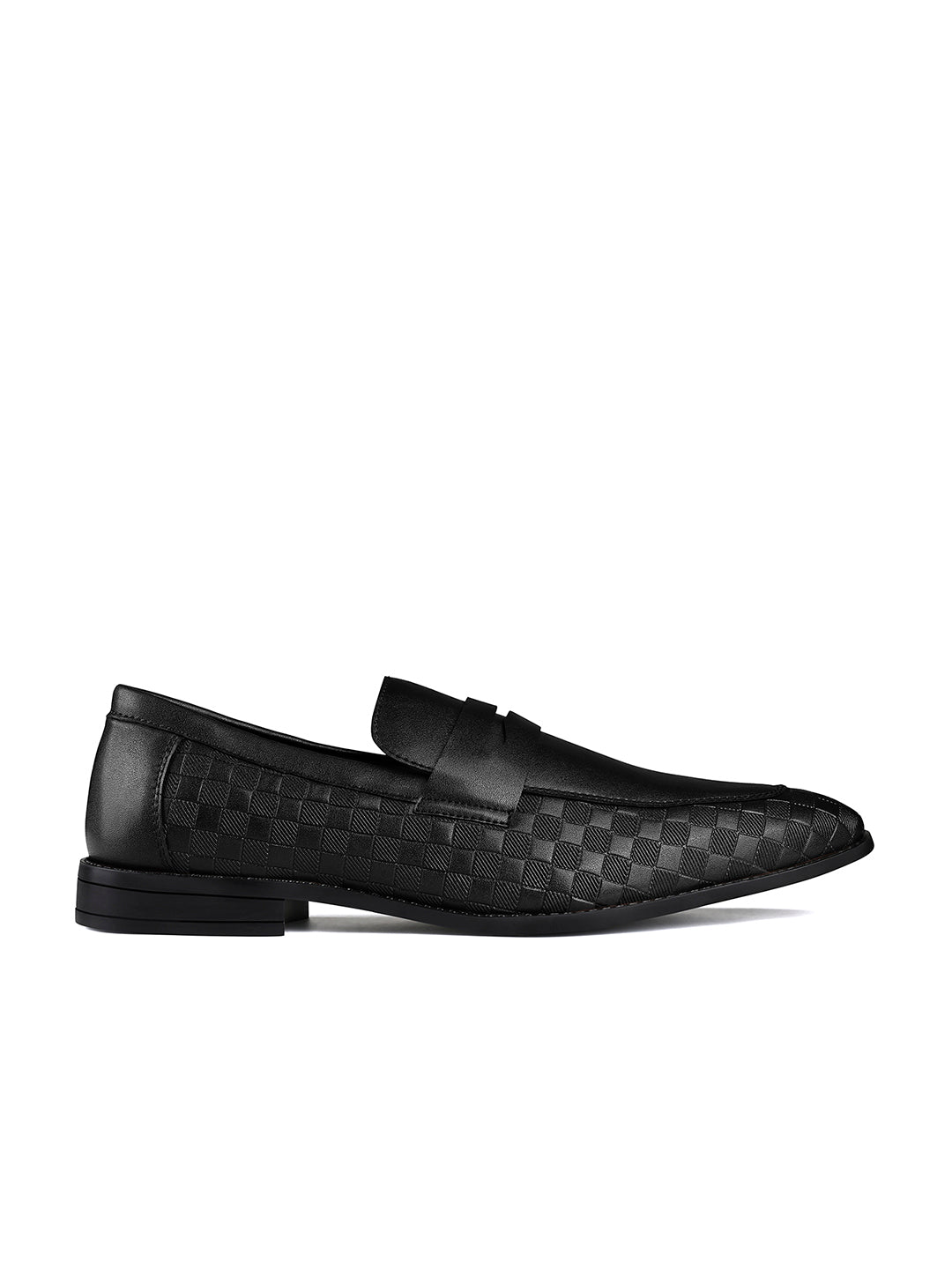Jet Black Handcrafted Embossed Moccasin Slipon