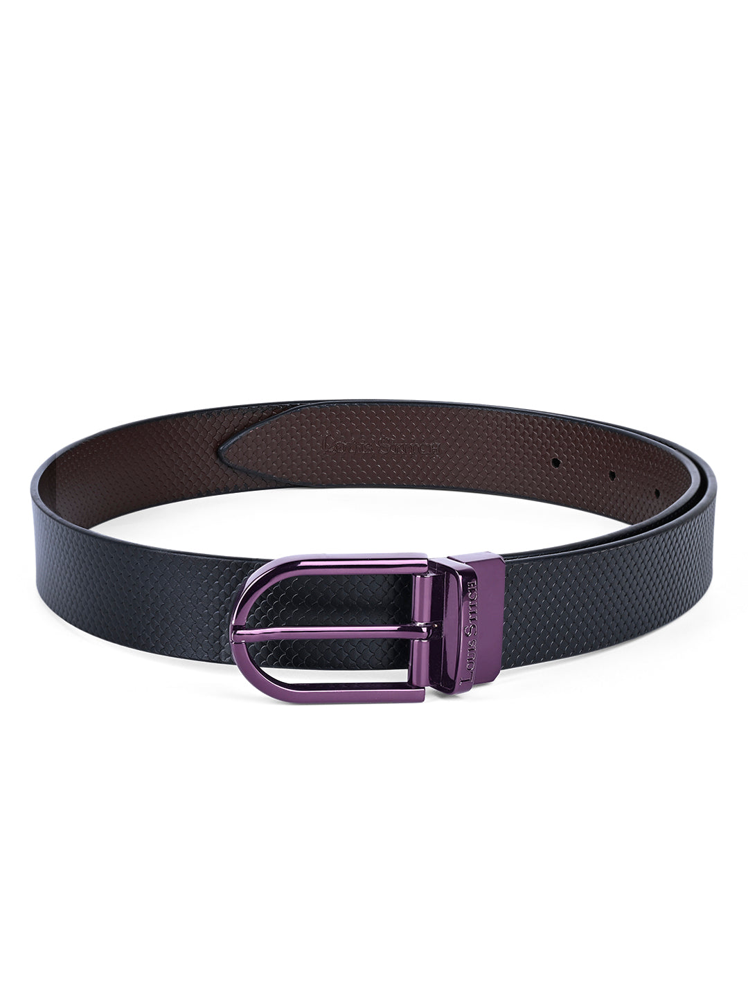 Men's Black & Brown Formal Italian Leather Reversible Belt For Men