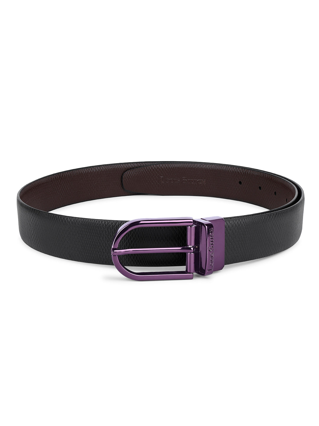 Men's Black & Brown Formal Italian Leather Reversible Belt For Men