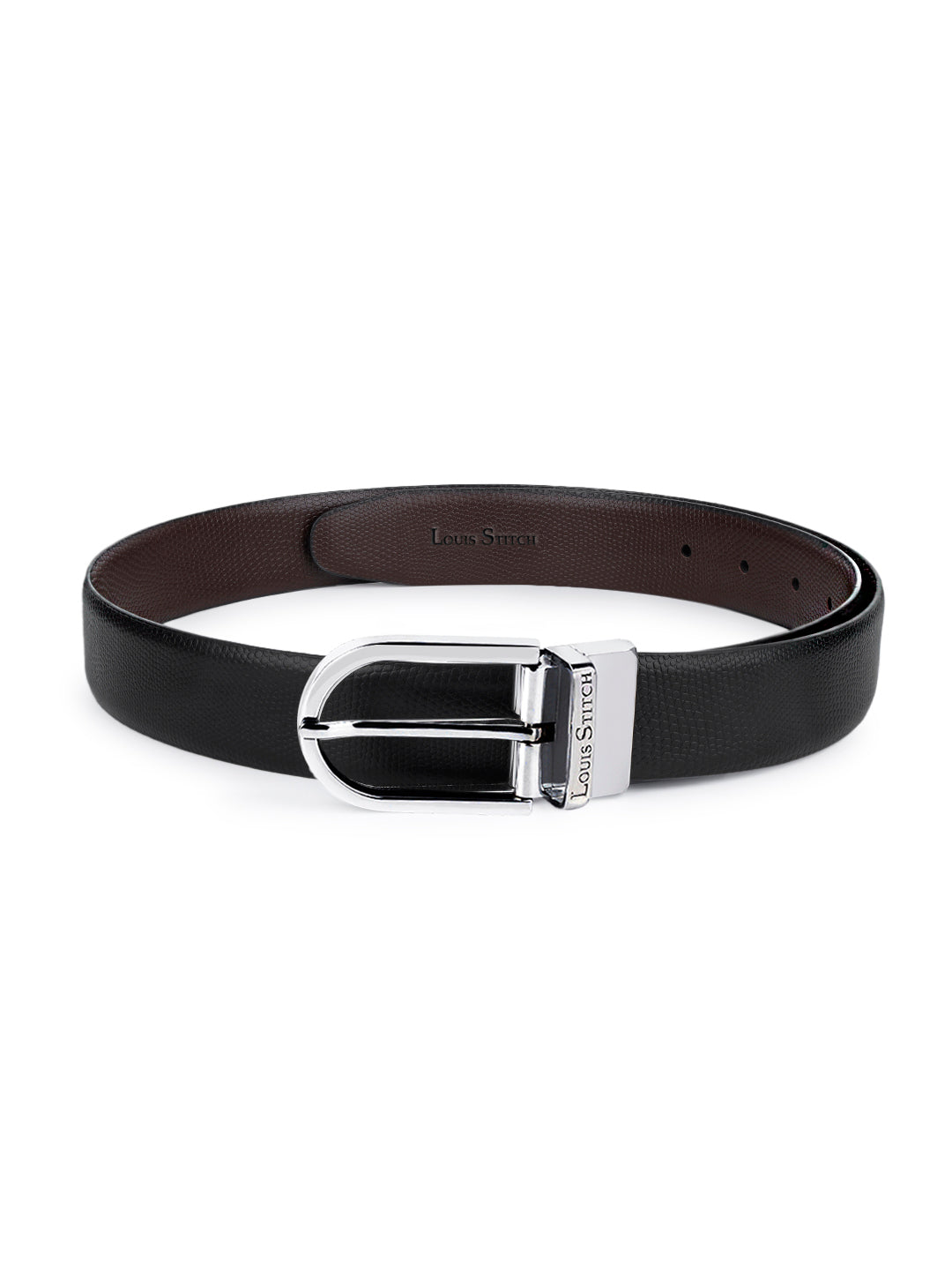 Men's Black & Brown Formal Italian Leather Reversible Belt For Men
