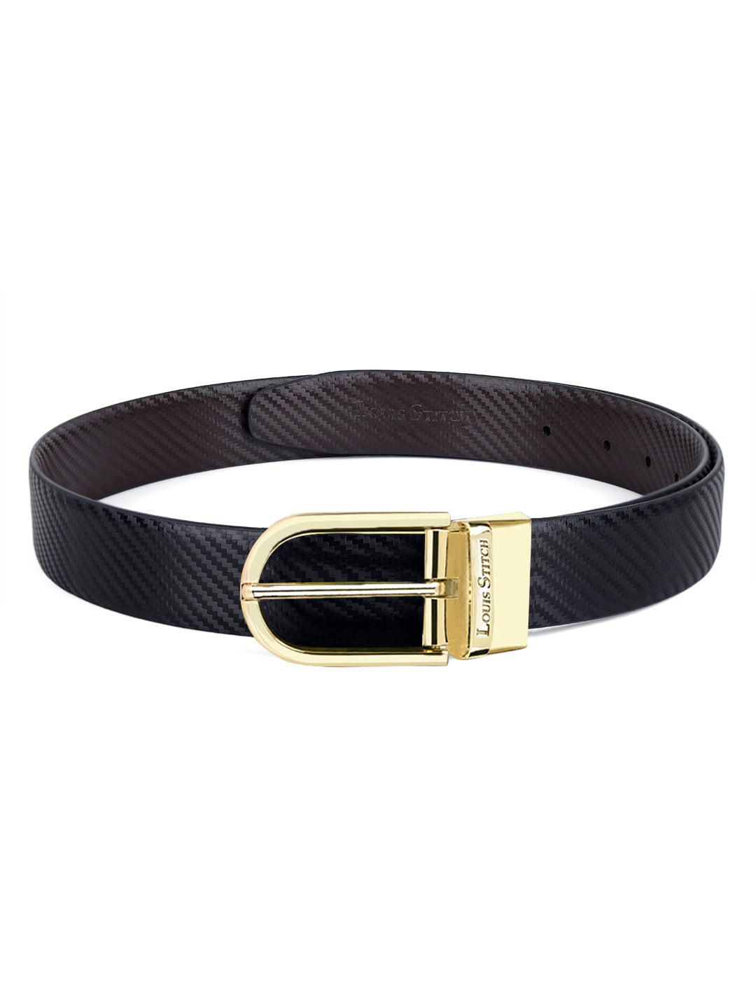 Men's Black & Brown Formal Italian Leather Reversible Belt For Men
