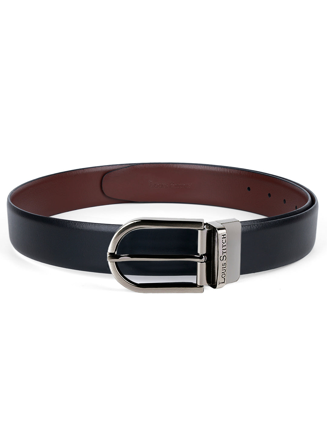Men's Black & Brown Formal Italian Leather Reversible Belt For Men