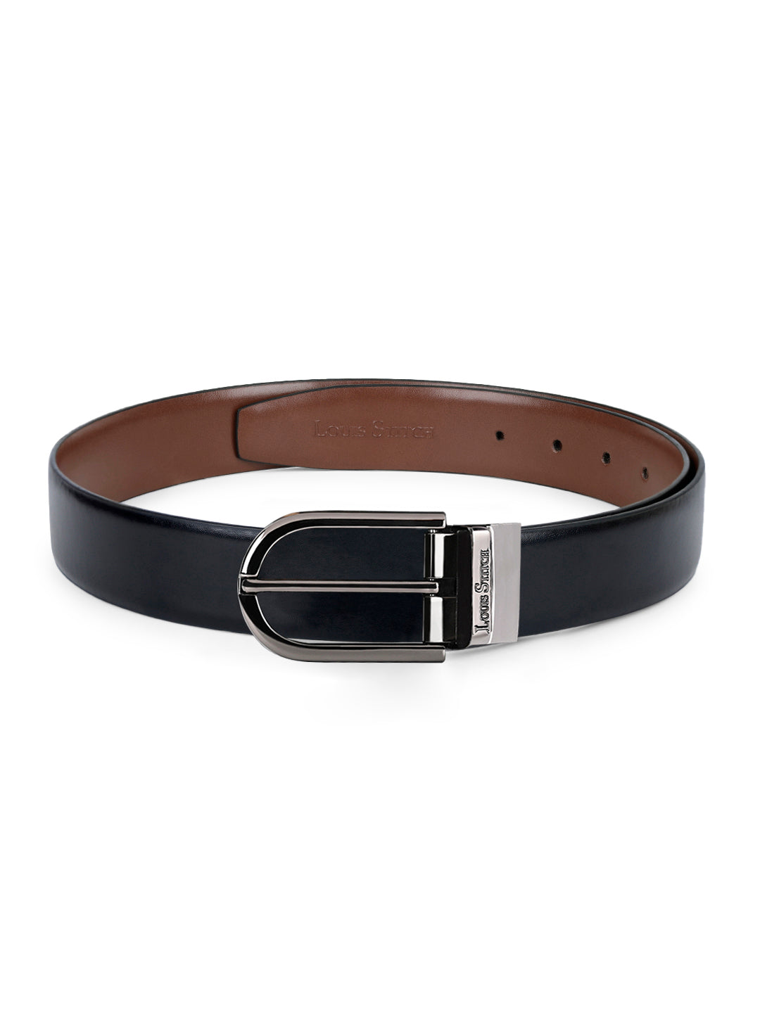 Men's Black & Brown Formal Italian Leather Reversible Belt For Men