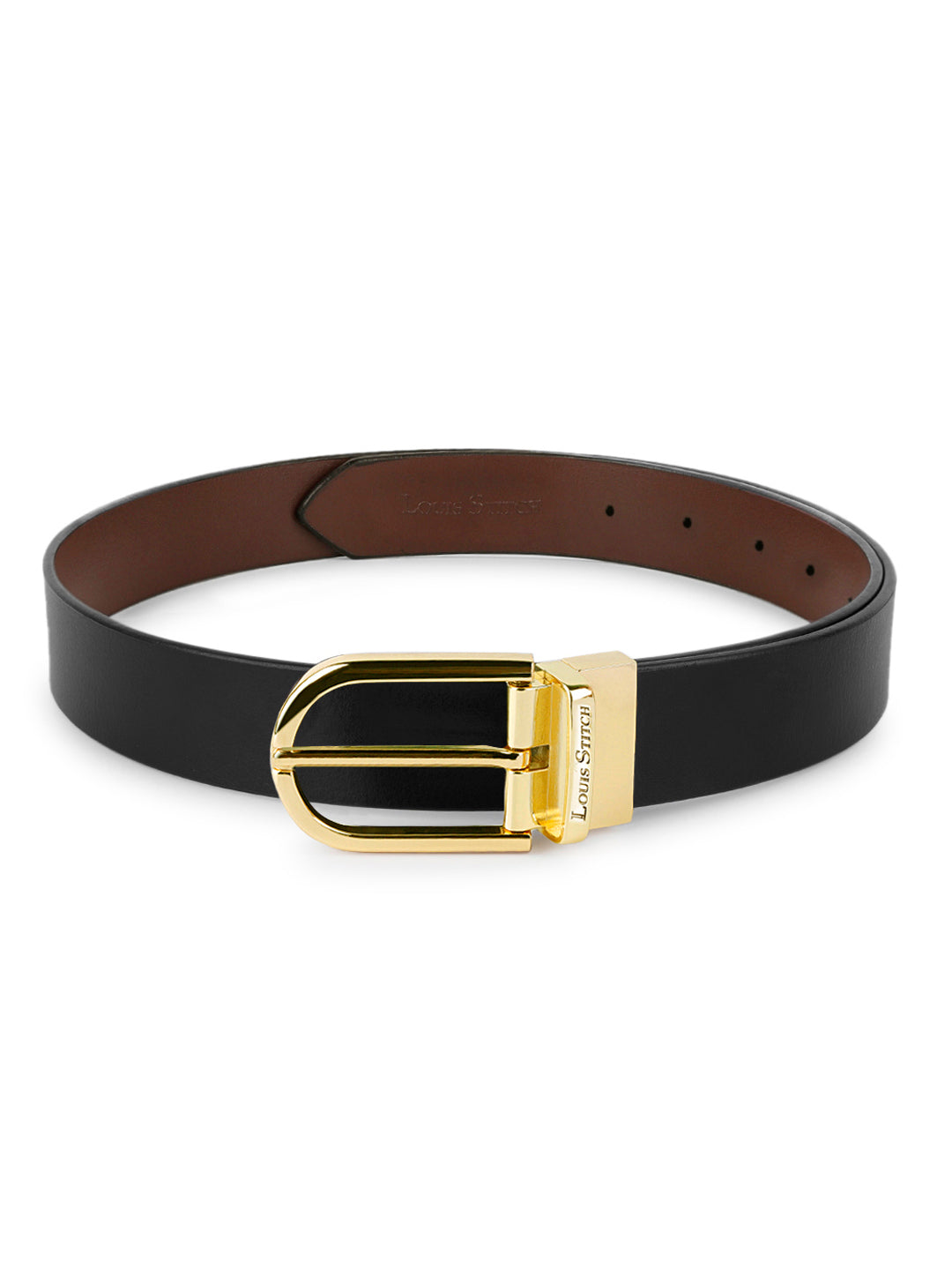 Men's Black & Brown Formal Italian Leather Reversible Belt For Men
