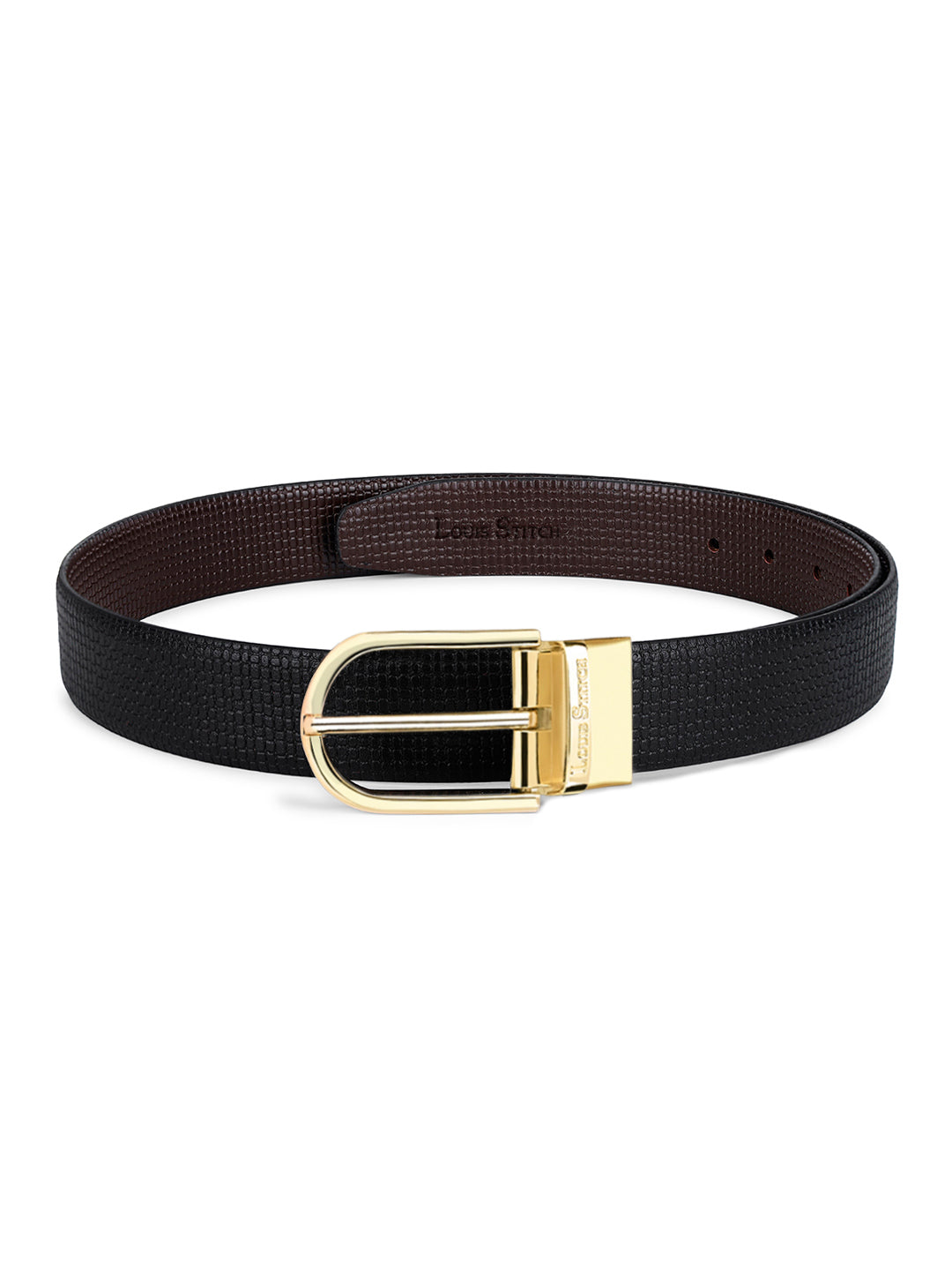 Men's Black & Brown Formal Italian Leather Reversible Belt For Men