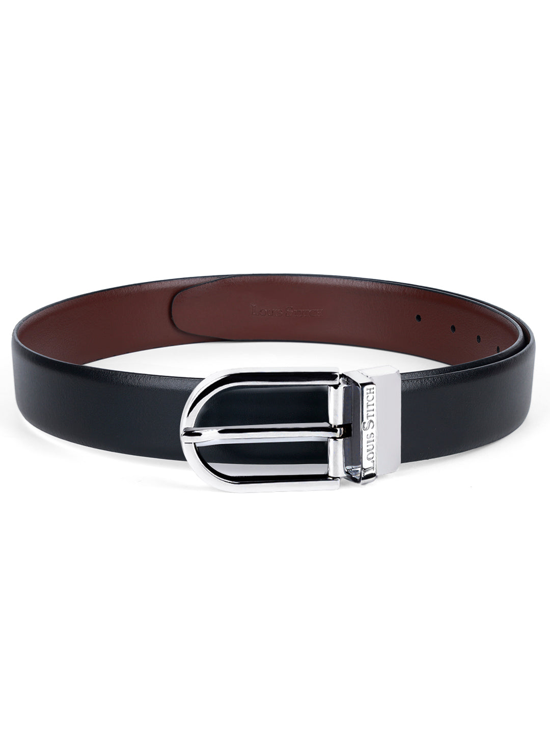 Men's Black & Brown Formal Italian Leather Reversible Belt For Men
