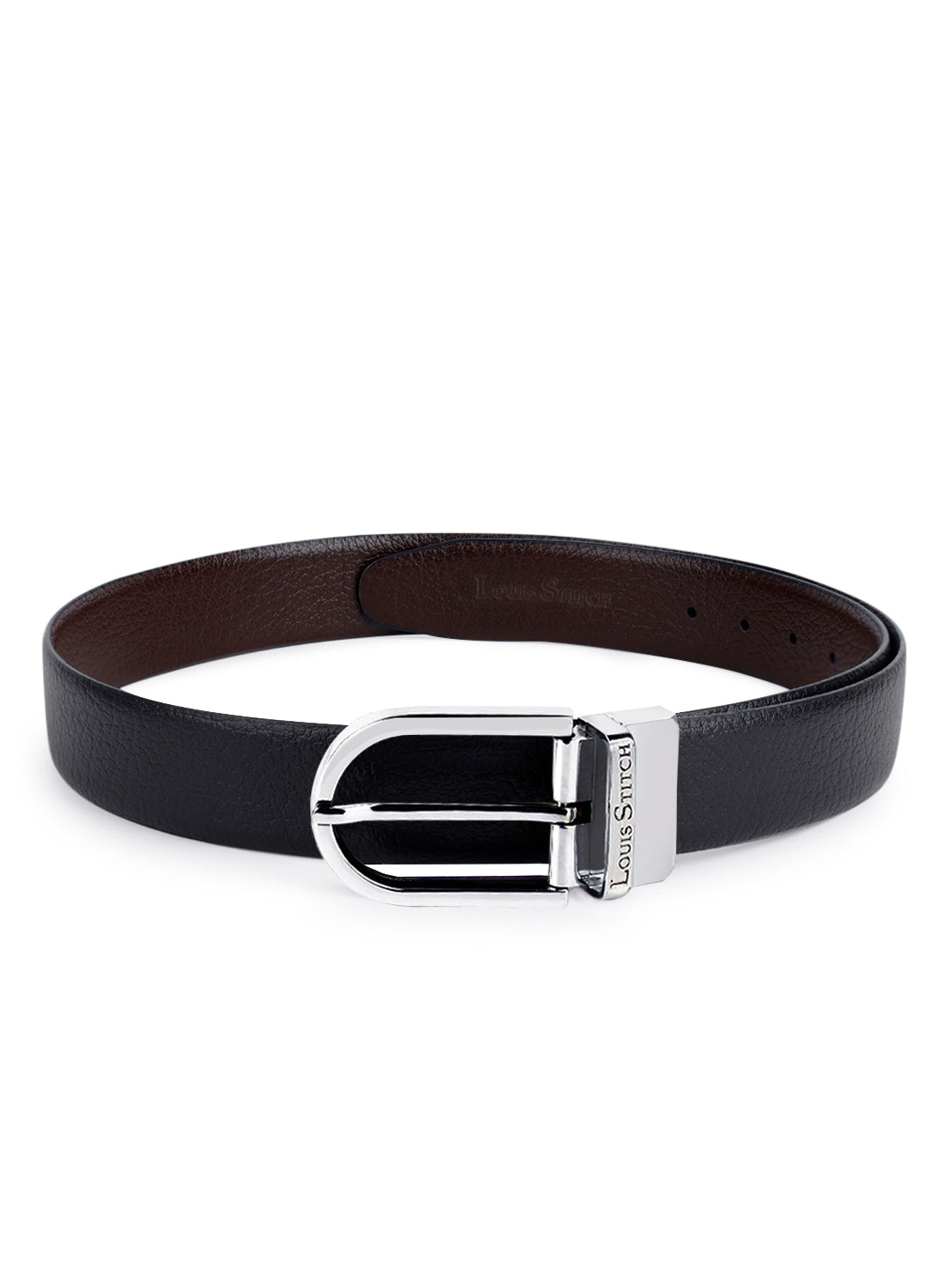 Men's Black & Brown Formal Italian Leather Reversible Belt For Men