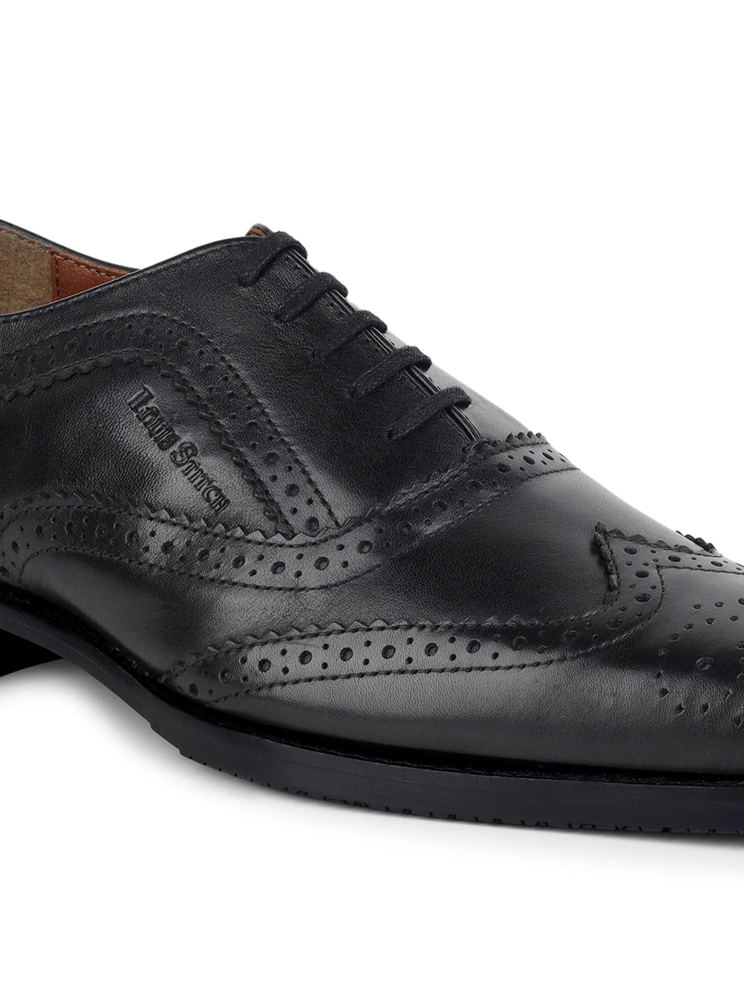 Jet Black Egyptian Crust Leather Brogue Style Comfortable Laceup Shoes