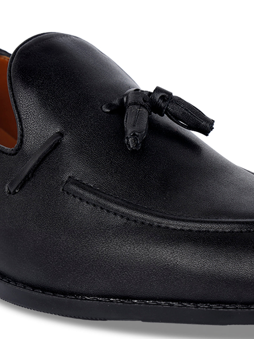 Jet Black Handcrafted Tassel Moccasins Slipons