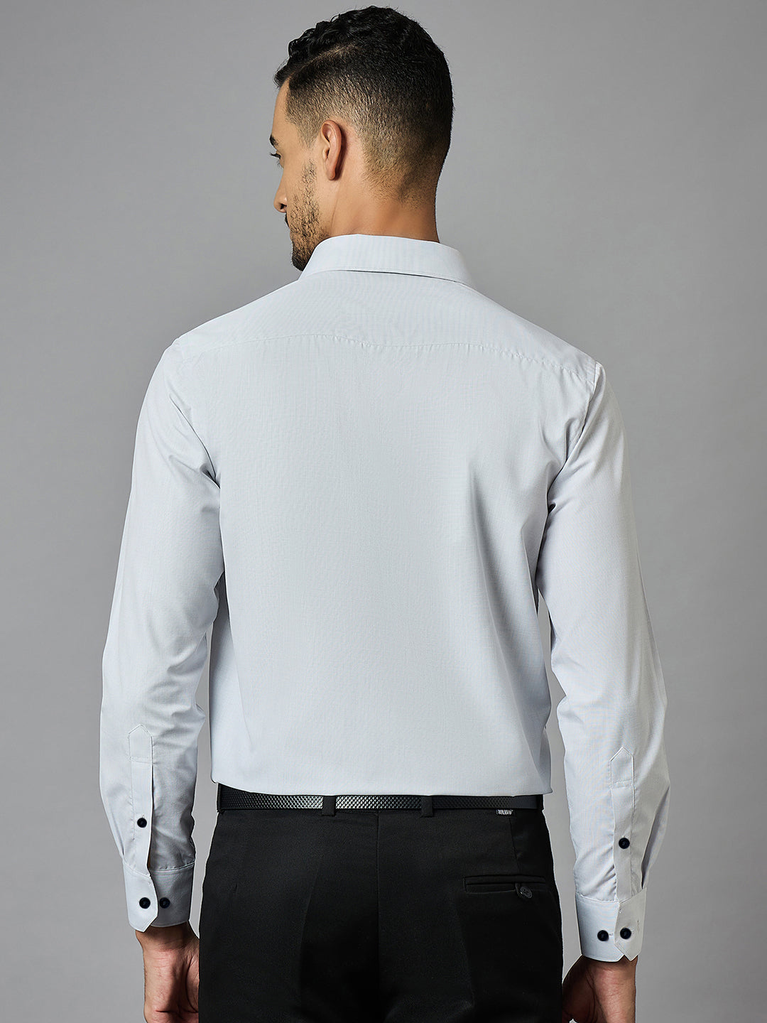 Men's Grey Full Sleeves Regular Fit Formal Shirt