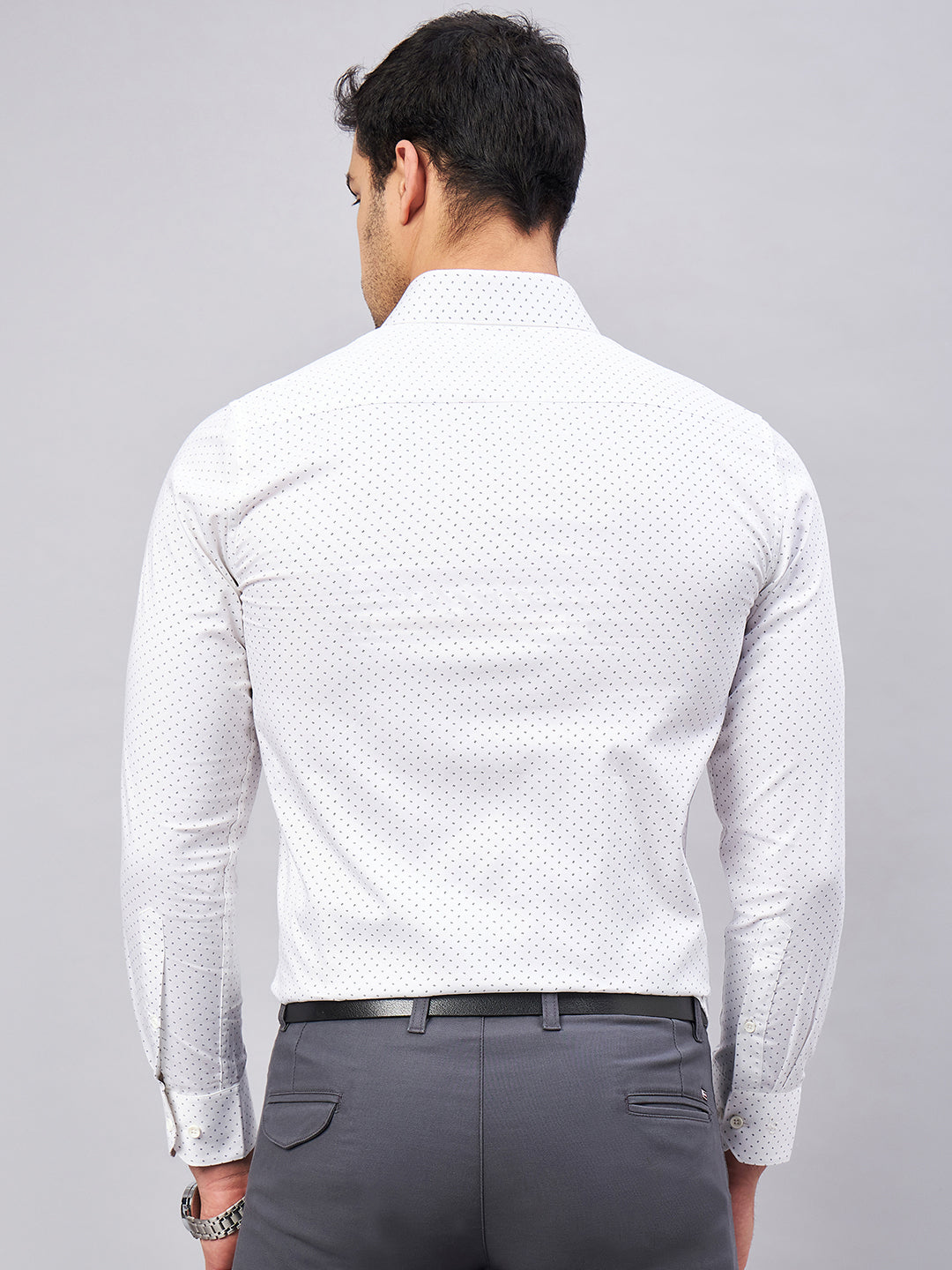 Regular Fit Formal Geometric White Shirt For Men