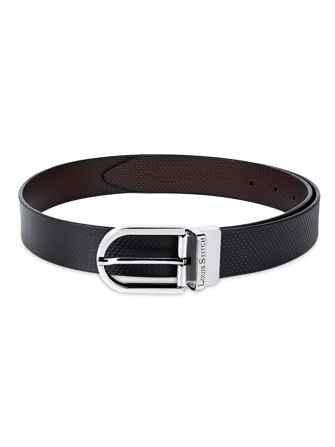 Men's Black & Brown Formal Italian Leather Reversible Belt For Men