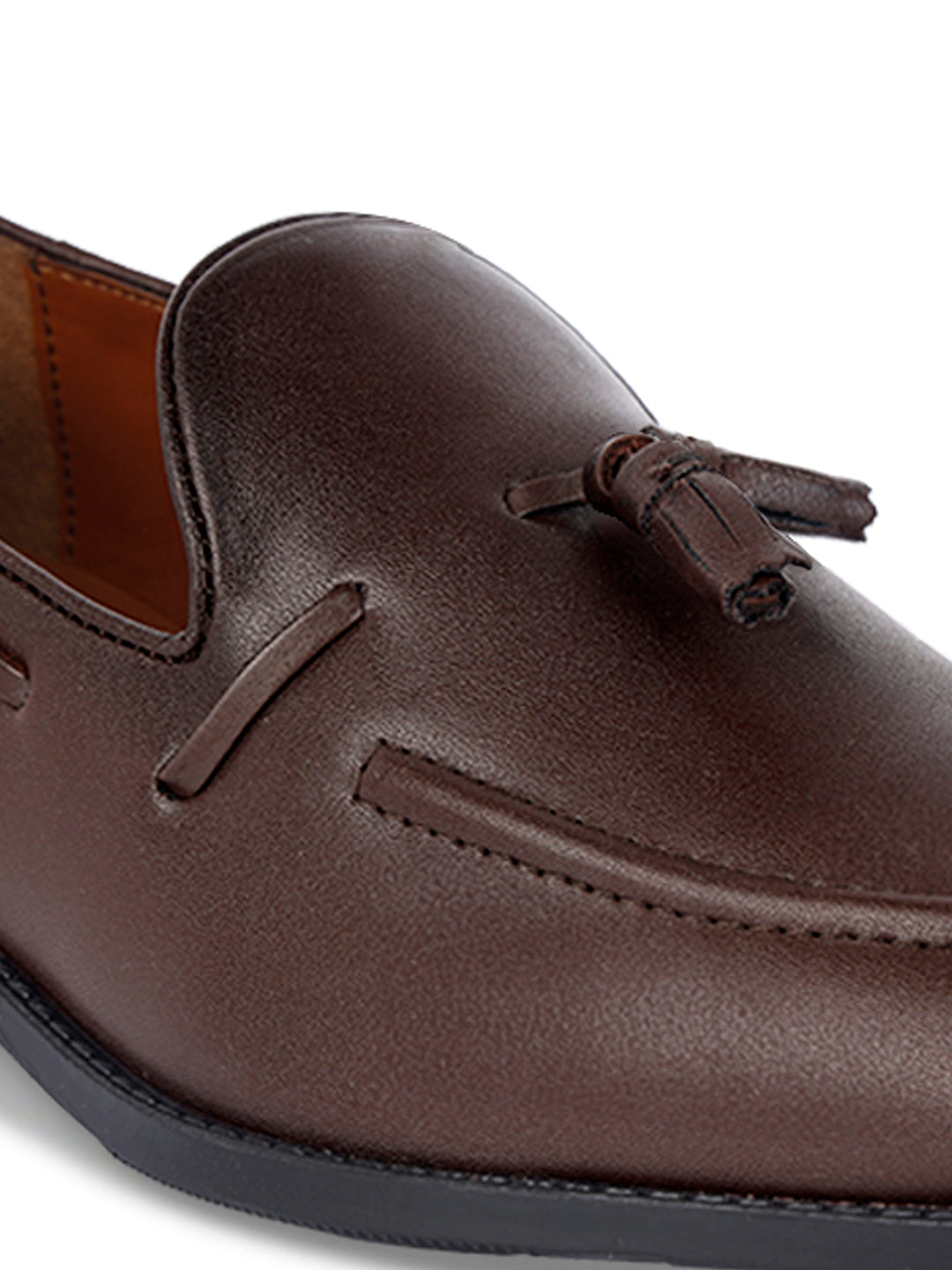 Brunette Brown Handcrafted Tassel Moccasins Slipons