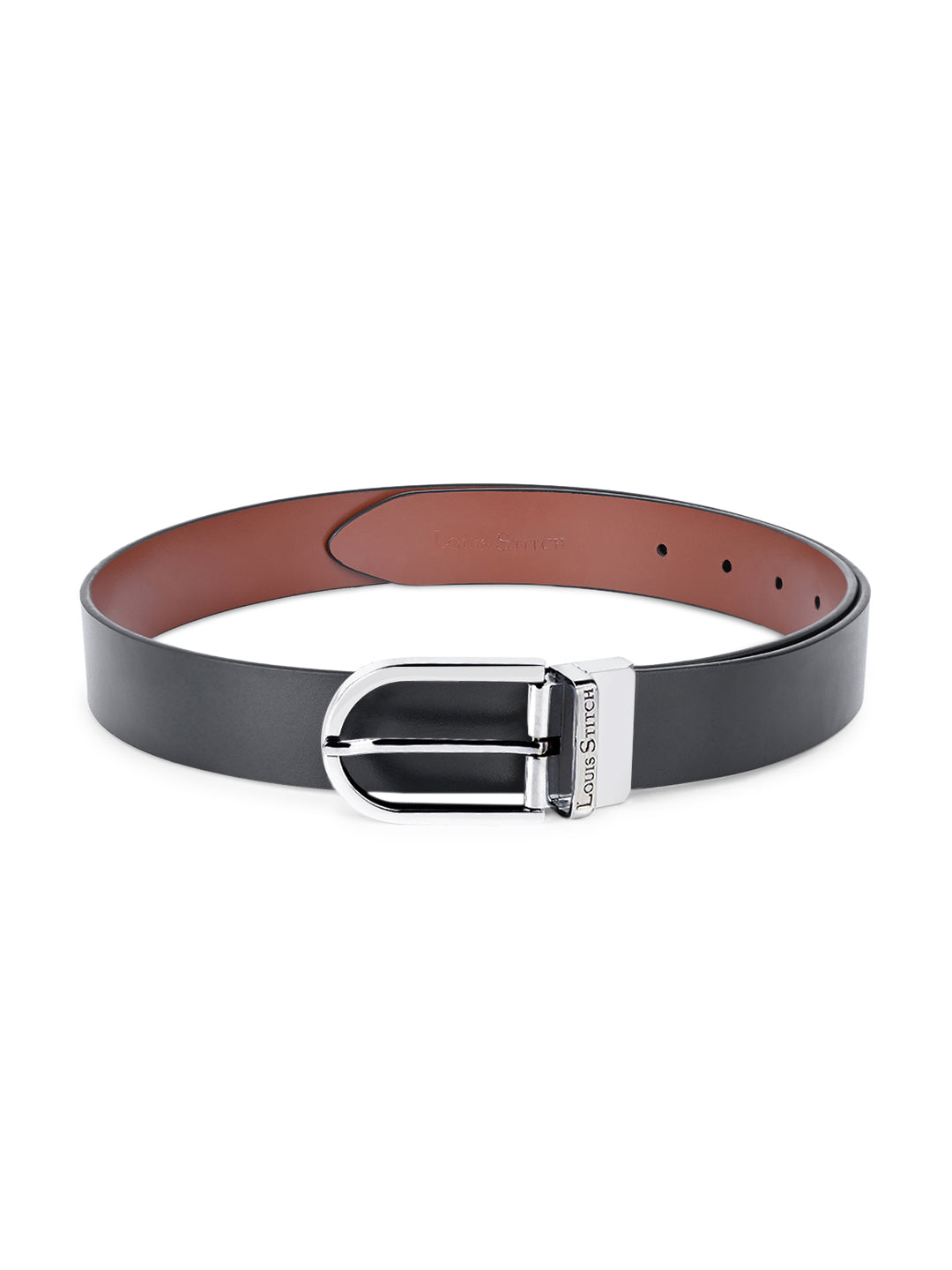 Men's Black & Brown Formal Italian Leather Reversible Belt For Men