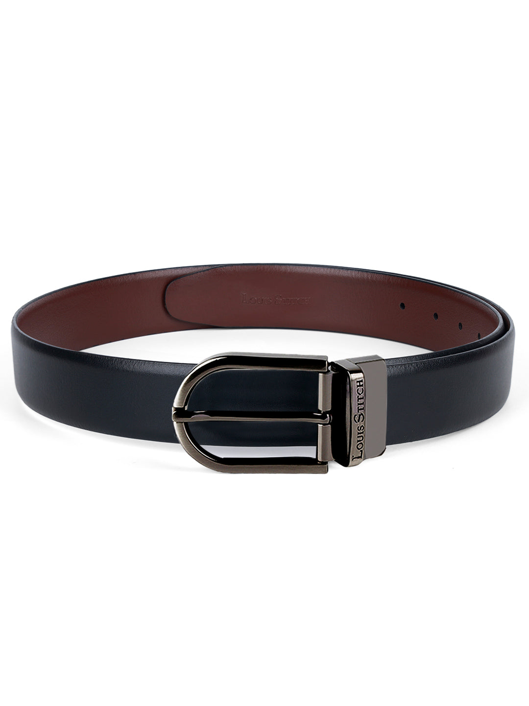 Men's Black & Brown Formal Italian Leather Reversible Belt For Men
