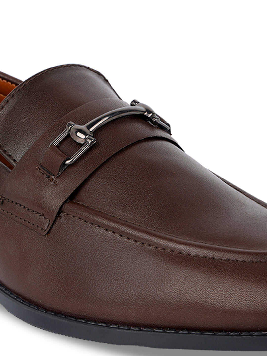 Brunette Brown Shoes Slipon Style Comfortable Moccasins with Buckle