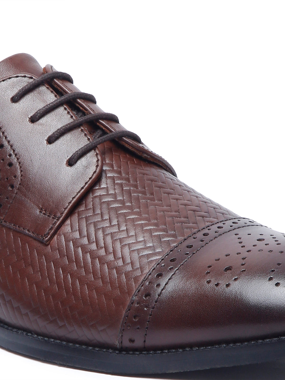 Brunette Brown Handmade Premium Italian Leather Weaved Oxfords