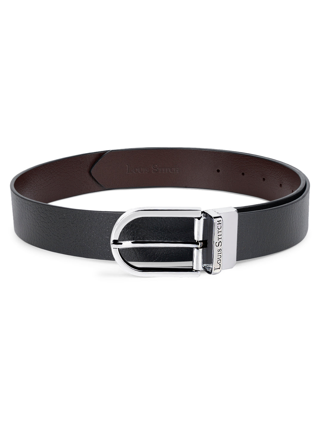 Men's Black & Brown Formal Italian Leather Reversible Belt For Men