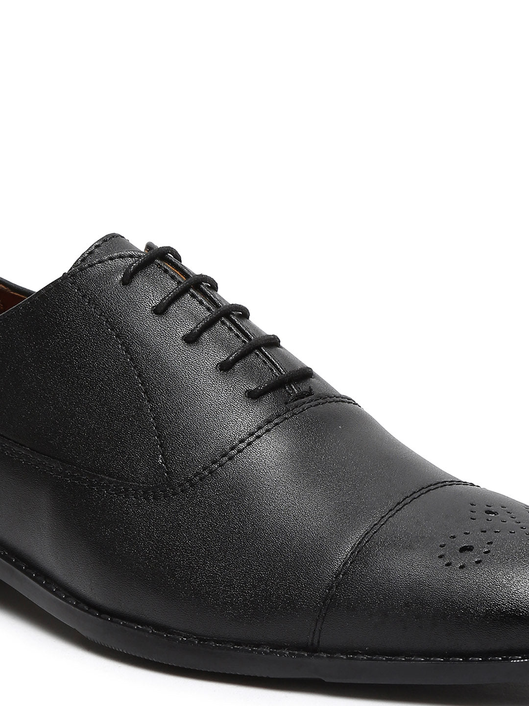 Obsidian Black Captoe Style Comfortable Laceups Shoes