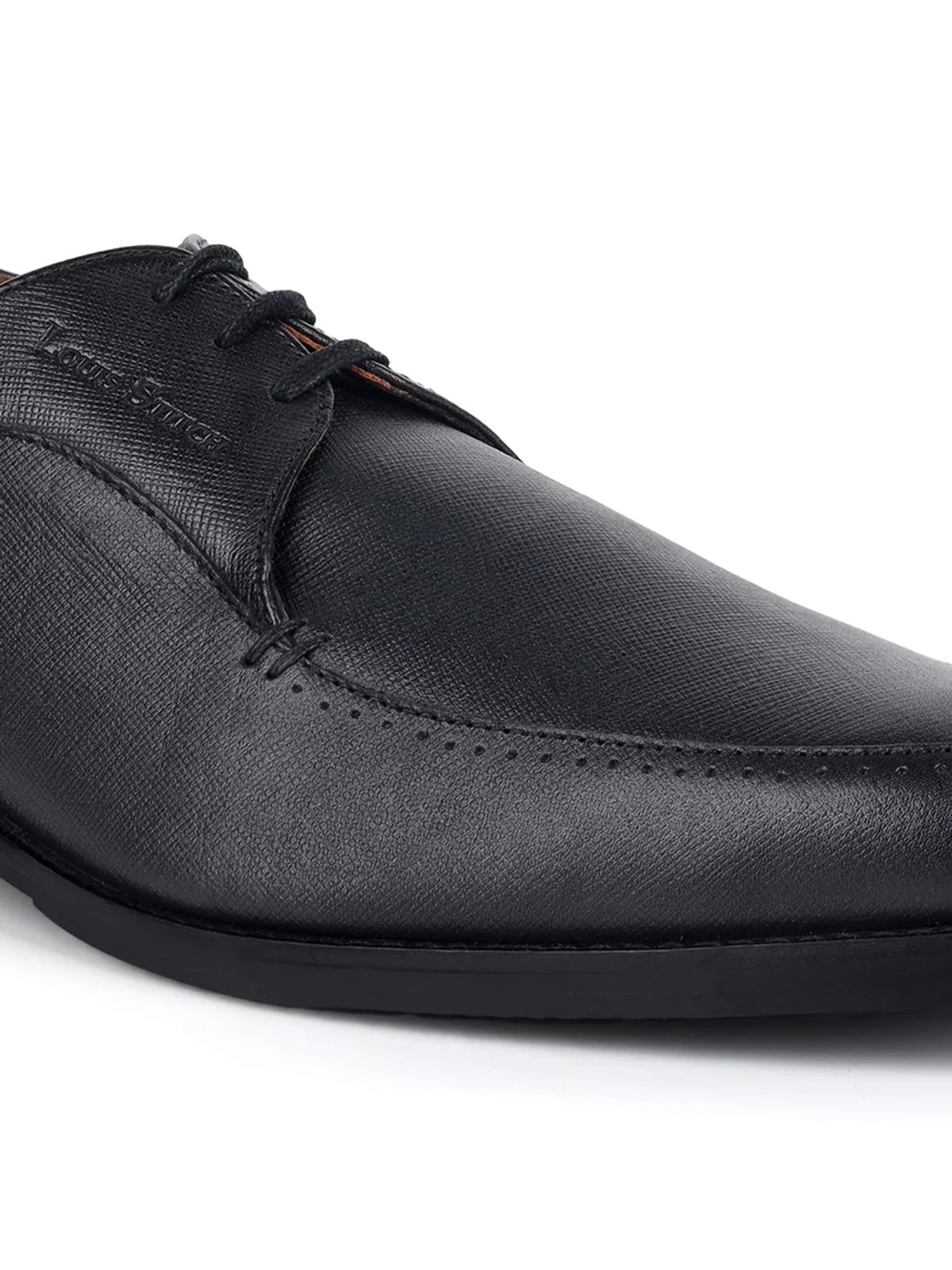 Jet Black Egyptian Crust Leather Derby Style Comfortable Laceup Shoes