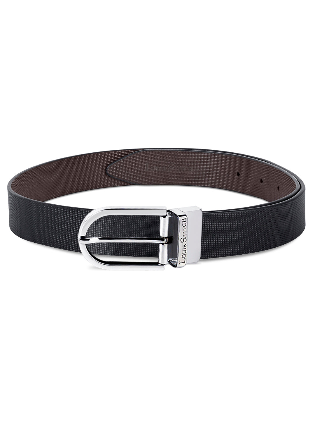 Men's Black & Brown Formal Italian Leather Reversible Belt For Men