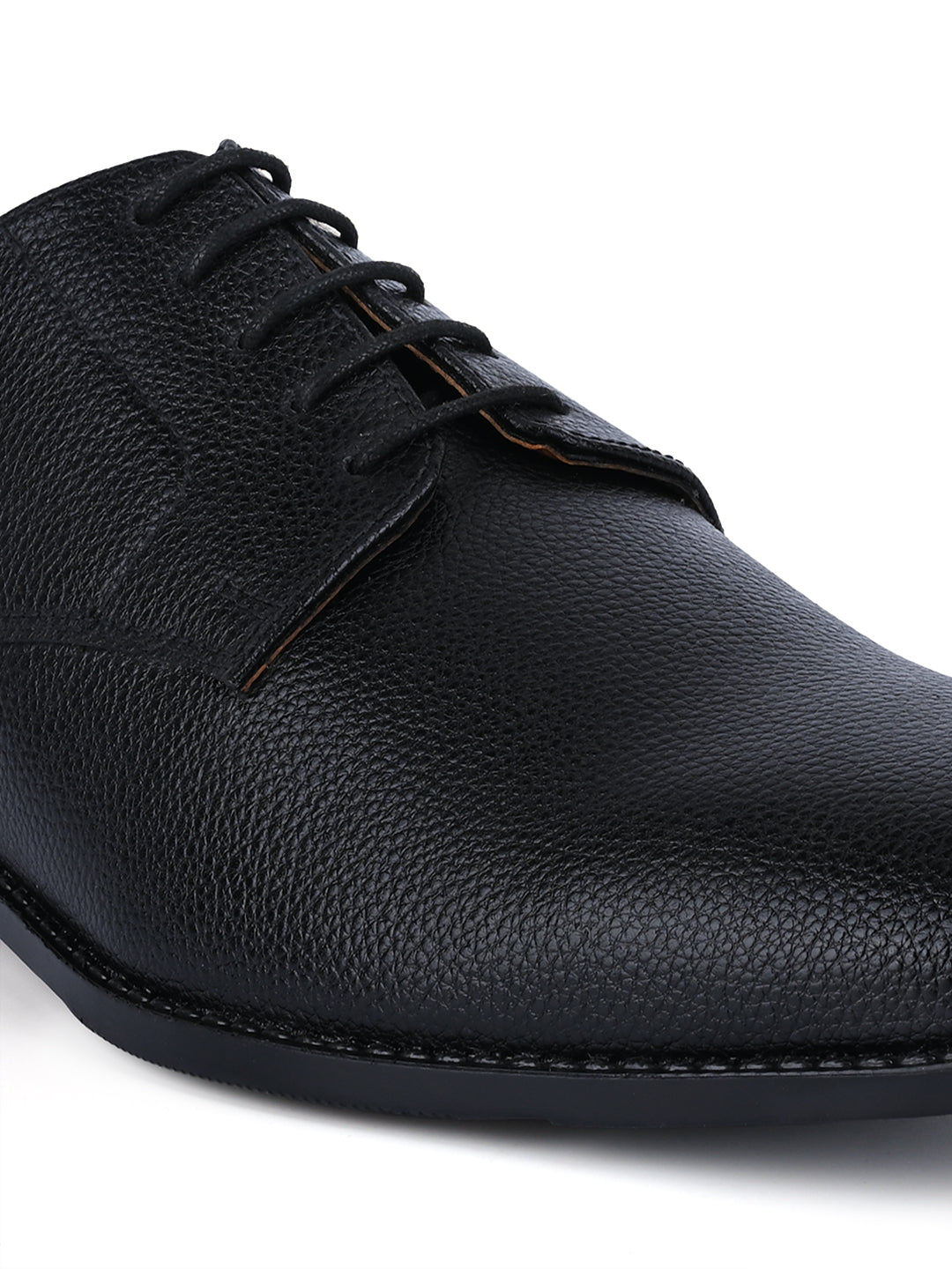 Jet Black Handcrafted Derby Lace Up Shoes
