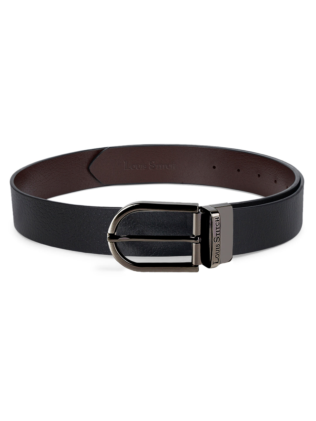 Men's Black & Brown Formal Italian Leather Reversible Belt For Men