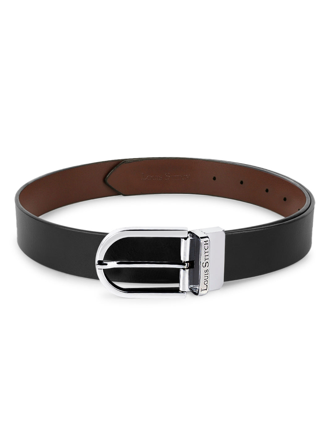 Men's Black & Brown Formal Italian Leather Reversible Belt For Men