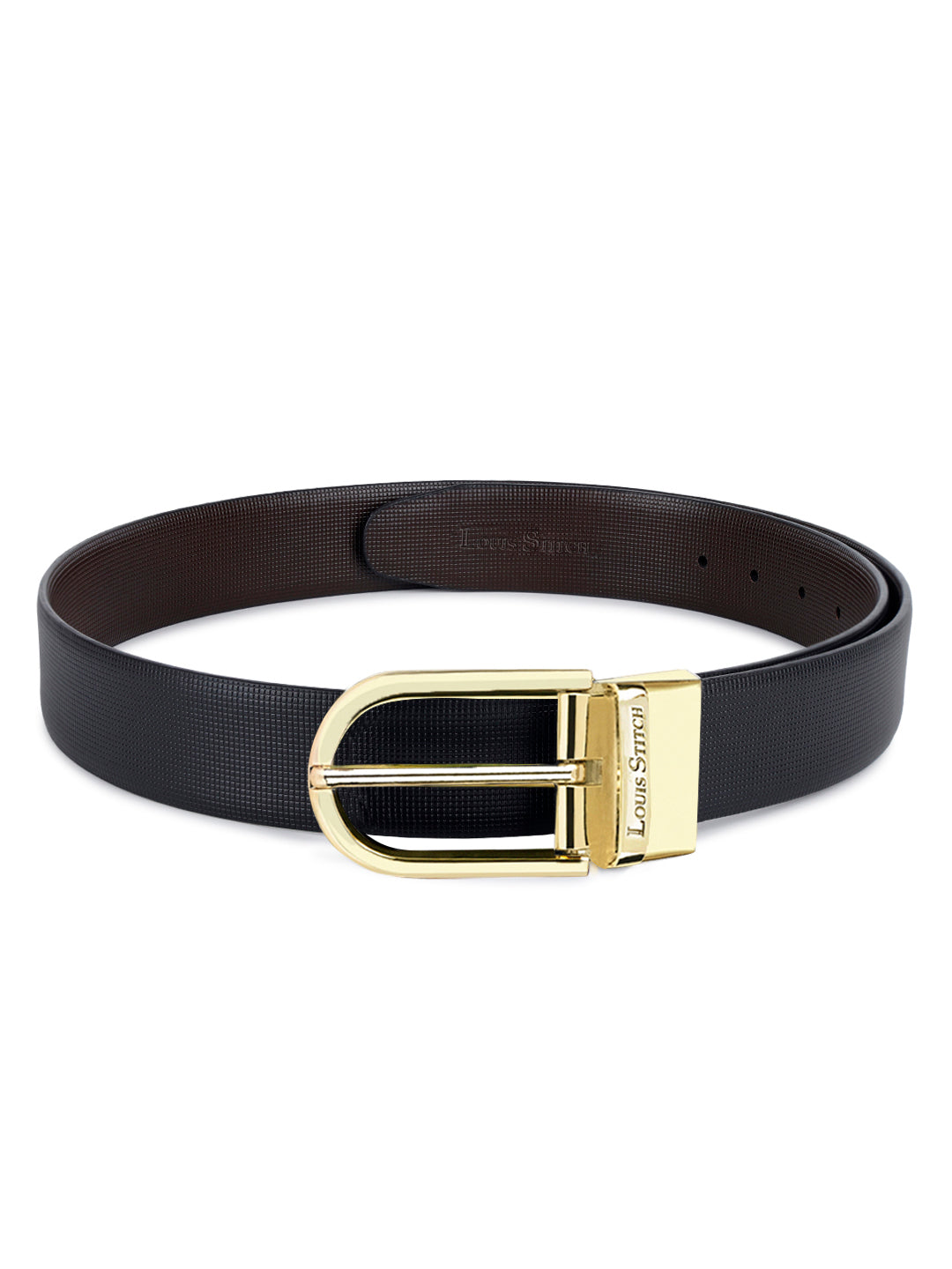 Men's Black & Brown Formal Italian Leather Reversible Belt For Men