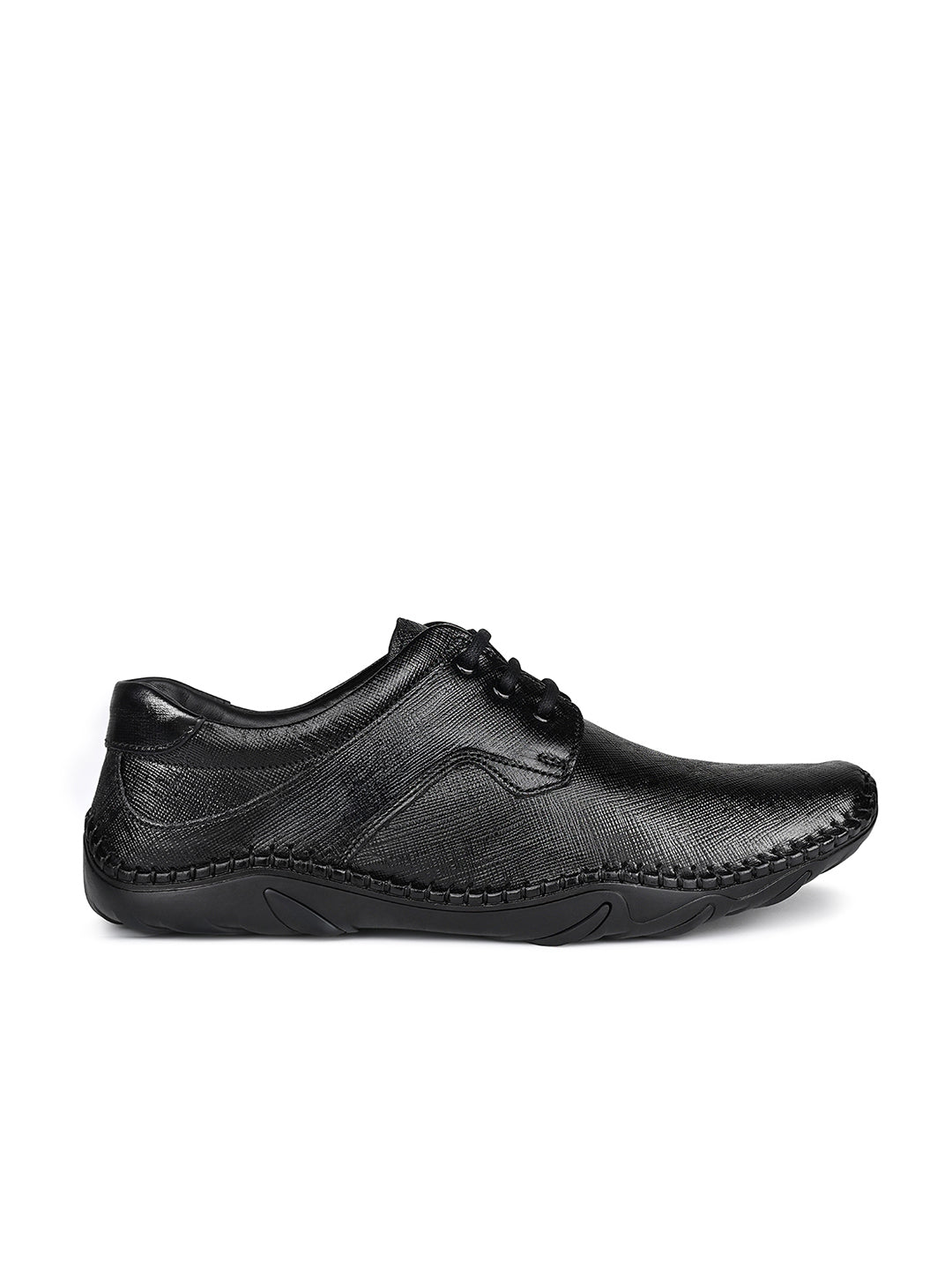 Obsidian Black Safiano Leather Ultra Lightweight Derby Shoes